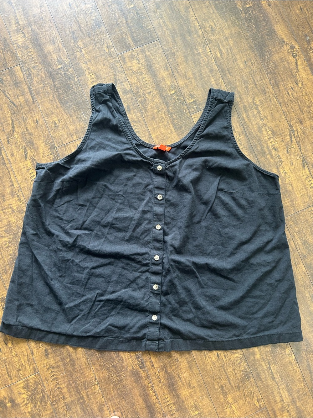 Joe Fresh Black Button-Front Cotton Tank